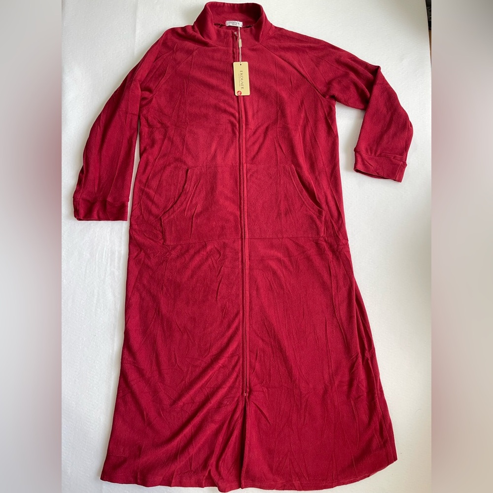 Ekouaer Red‎  Flannel Full zip Women's Robe Size Medium